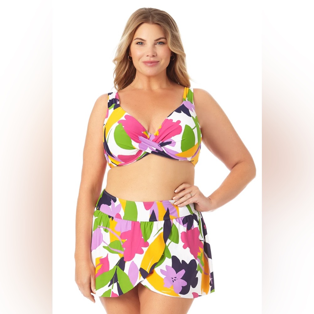 Anne Cole Underwire Twist Front Bikini Swim Top size 22